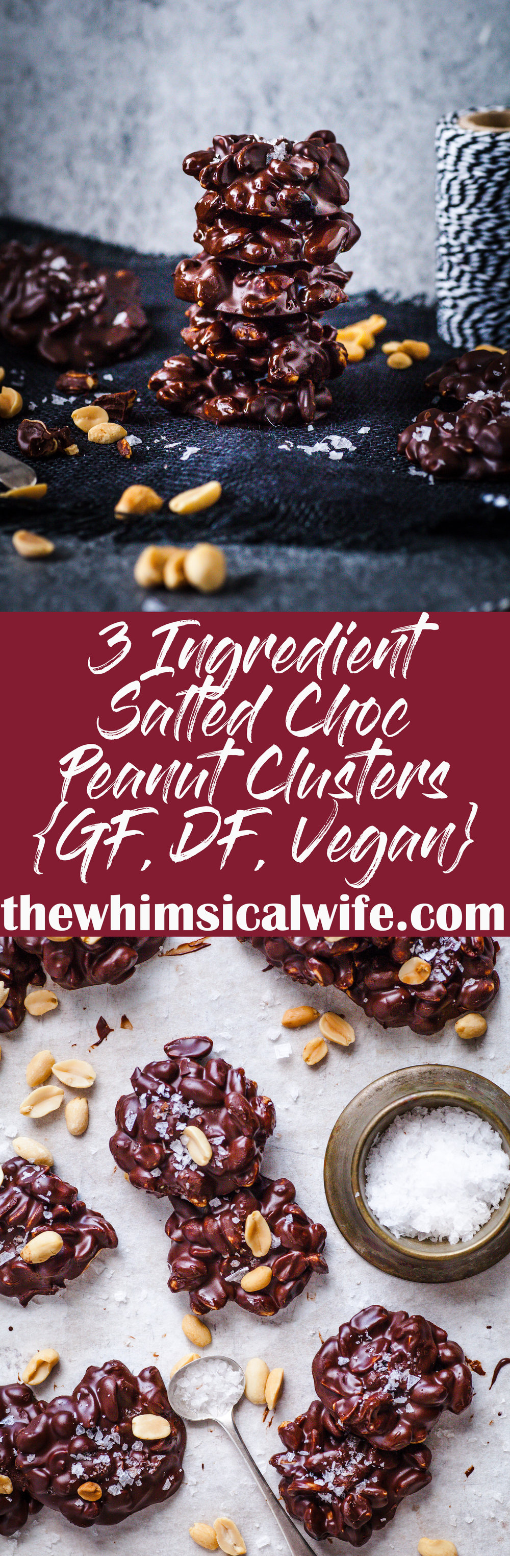 3 Ingredient Salted Choc Peanut Clusters {GF, DF, Vegan}